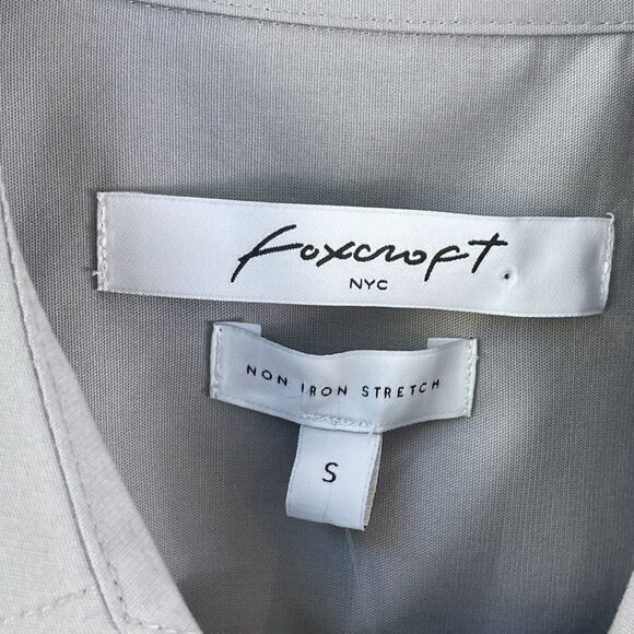 NEW Foxcroft Womens Small Silver Easy Care Solid Poplin No Iron Button Up Blouse - Picture 4 of 10